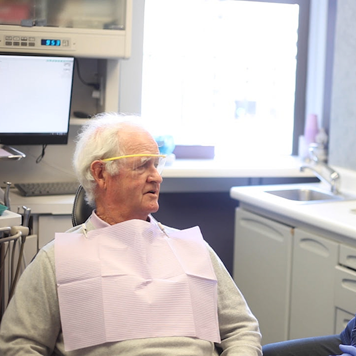 Senior man sitting in a dental chair