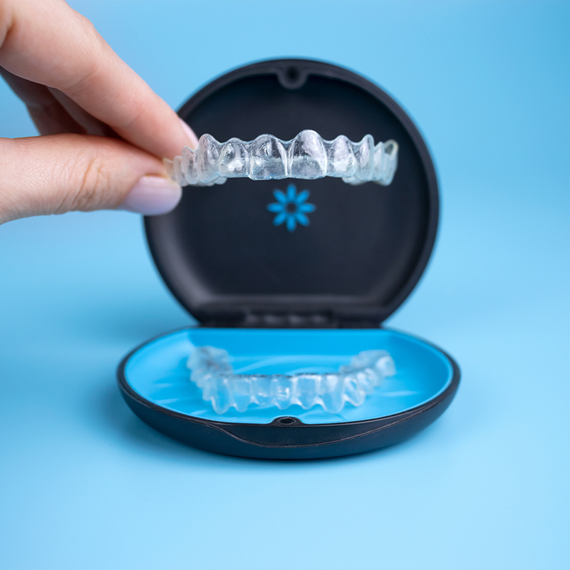 Clear aligners for Invisalign in a case