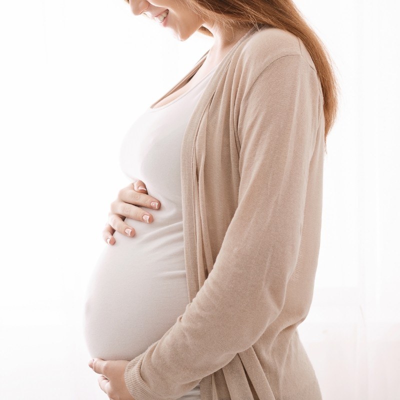 Close up of pregnant womans stomach